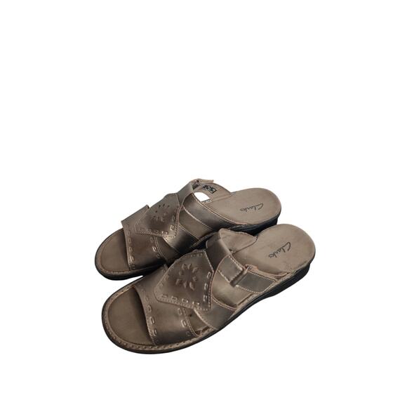 Clarks Patty Athens Pewter Sandals Slide 10M womens comfort - Picture 1 of 7